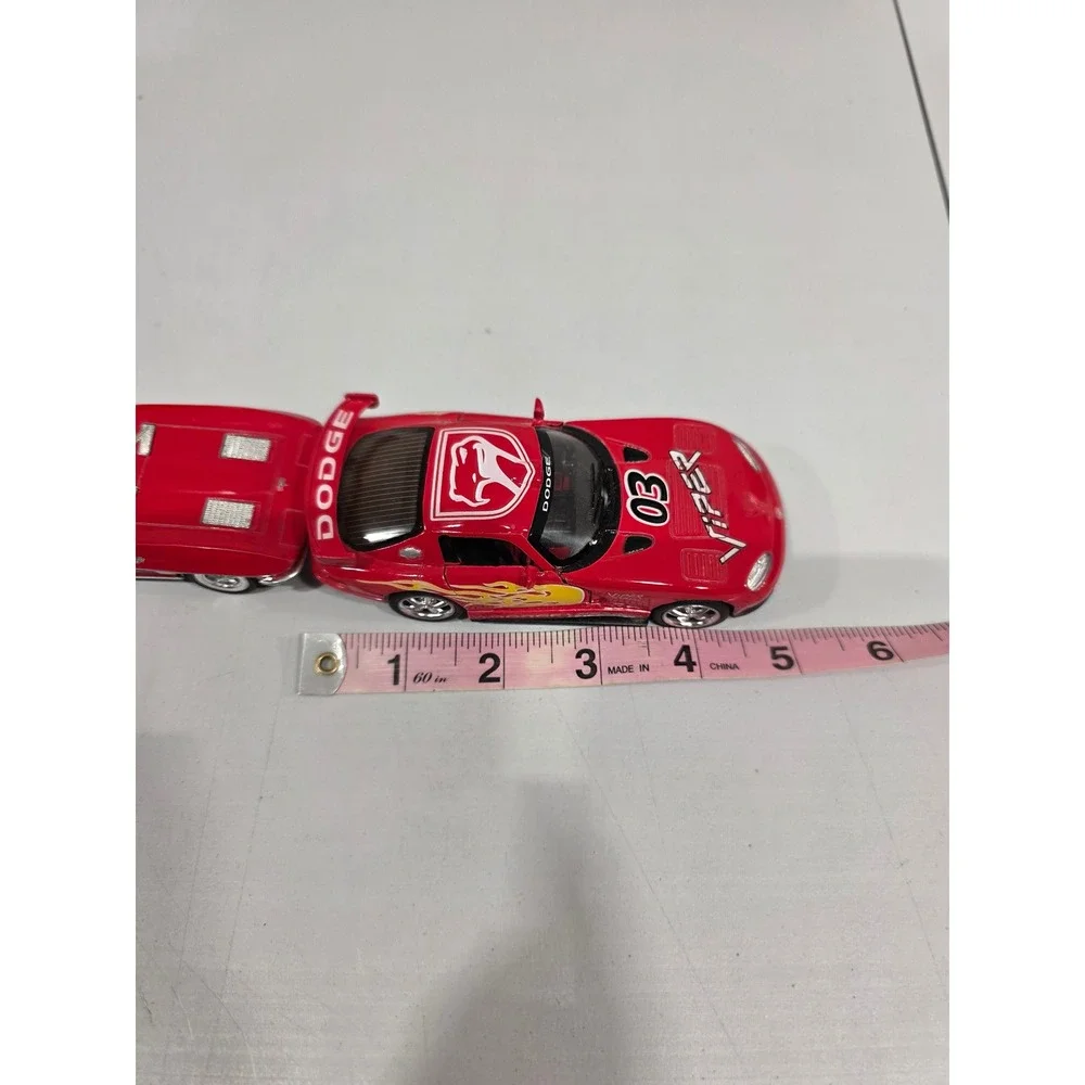 Set of 2 Kinsmart Red Diecast Toy Cars 1963 Corvette Stingray Dodge Viper 03, 5
